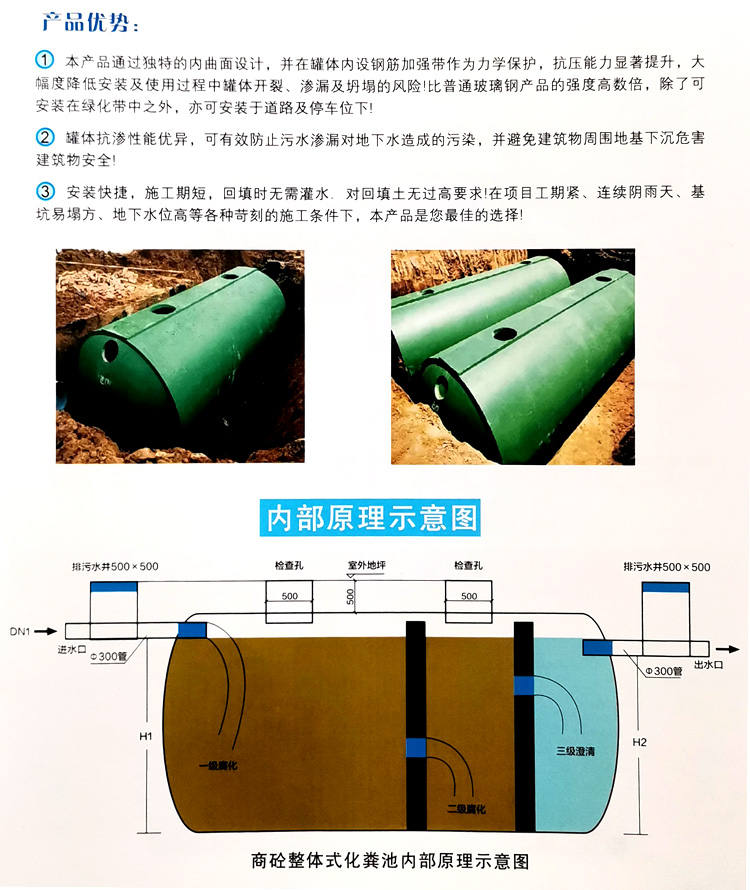 梁山玻璃钢化粪池